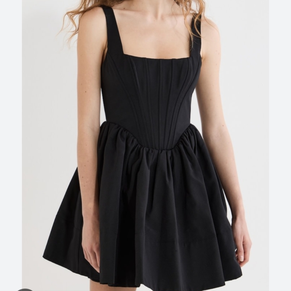 Elegant Black Satin Mini Corset Dress